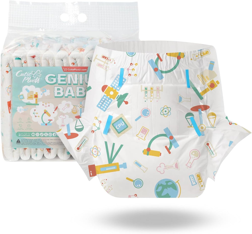 Plenky pro dospělé CutiePlusU, 10 balení, jednorázové plátěné plenky pro ženy a muže, maximální savost přes noc - I Love Summer (střední velikost 71-96 cm)