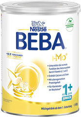 BEBA Junior 1+ mléčný nápoj od 1 roku, S HMO, Obsah bílkovin odpovídající věku, Pouze laktóza, Bez palmového oleje, Bez rybího tuku, Výživa pro batolata, Sušené dětské mléko, Balení 6 ks (6 x 800 g)