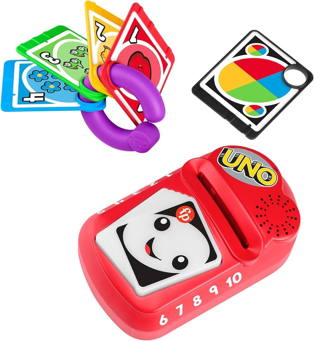 FISHER-PRICE Learning Fun Baby UNO - jucărie electronică de învățare UNO în mărimea copilului, cu lumini amuzante, sunete și muzică, pentru călătorii, biligvă, de la 6 luni / 1 an, HHG91 Jucarii Bebe Naty Shop Regatul Unit Nu se aplică