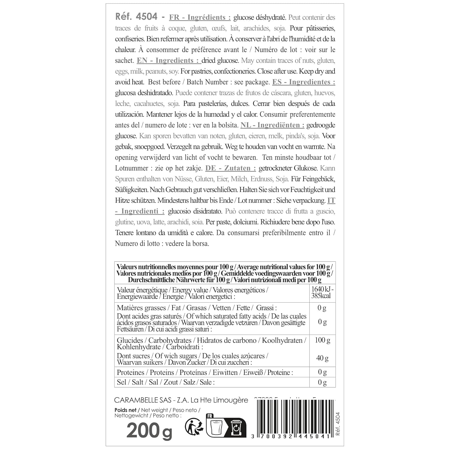 Scrapcooking Dörrte Glucose, 200 G sladidla Naty Shop