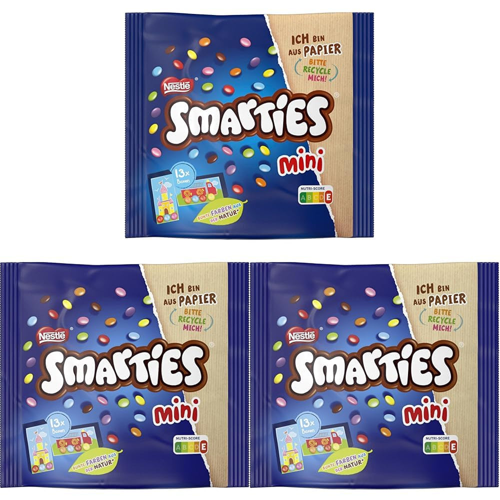 Nestlé SMARTIES Mini jednotlivě balená malá čočka s mléčnou čokoládou 3 balení (1 x 187 g)