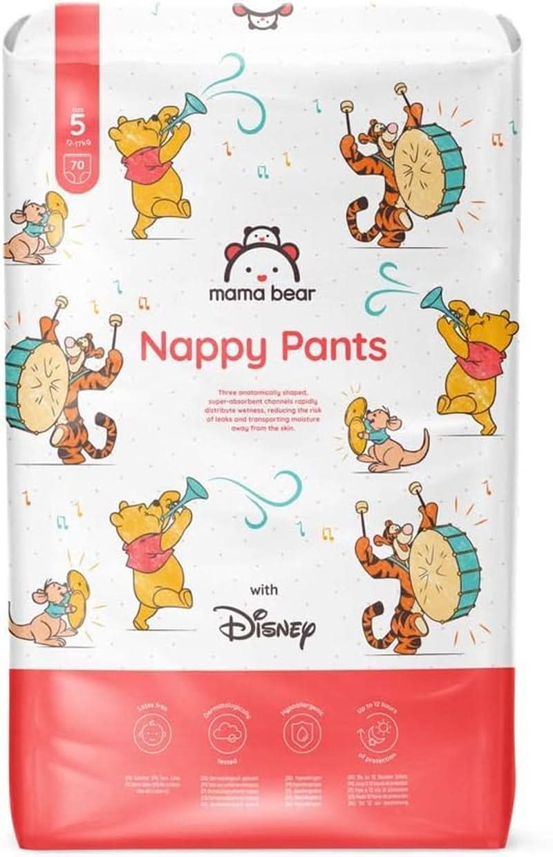 Plenky Mama Bear Disney, velikost 5 (12-17 kg), bílé, 70 kusů Mother and Baby Naty Shop 5 (12-17 Kg) Individuální balení