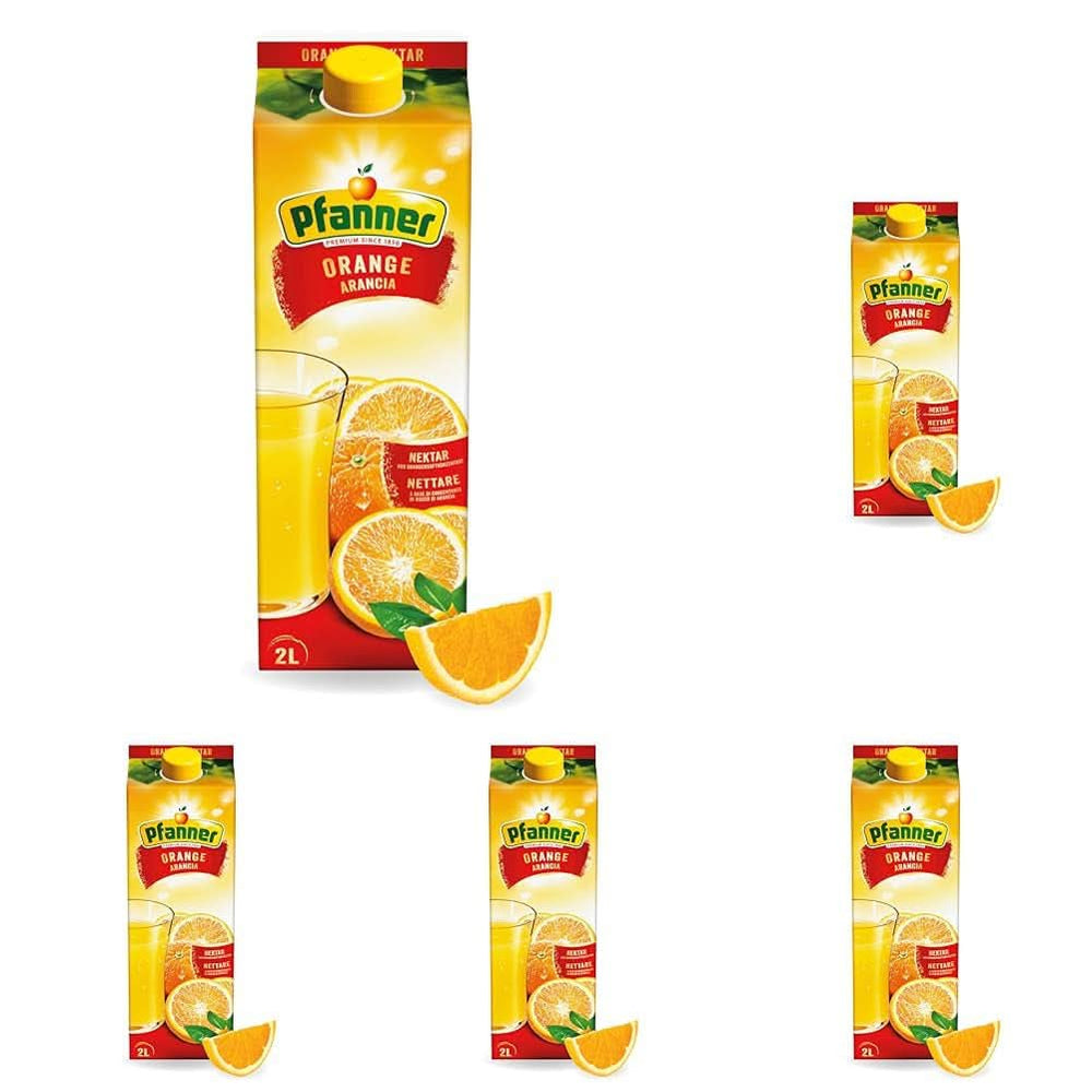 Pfanner 100% přírodní kalná jablečná šťáva (1 x 2 litry) - Přímo lisovaná jablka - Ovocná šťáva bez přidaného cukru Nealkoholické nápoje Naty Shop 5 x 2 litry Pomeranč