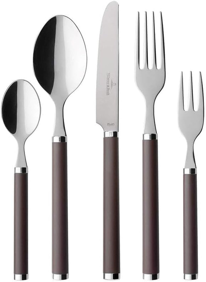 Villeroy And Boch Play Chocolate Brown Tacâmuri de masă, pentru până la 6 persoane, 30 de bucăți, oțel inoxidabil, mâner din plastic maro Bucatarie Naty Shop