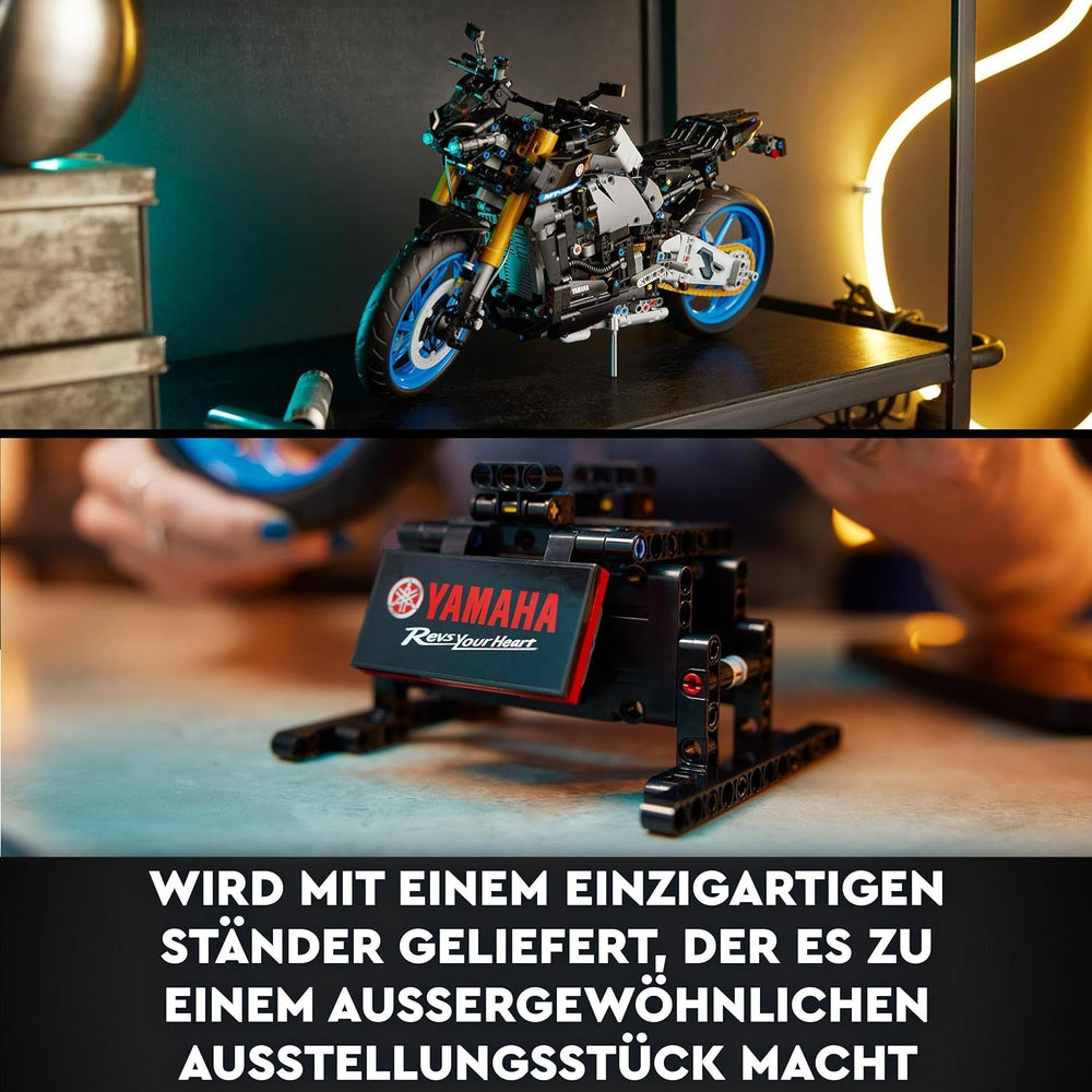LEGO 42159 Technic Stavebnice modelu motocyklu Yamaha MT-10 SP pro dospělé, autentický model vozidla se čtyřválcovým motorem, funkční řízení a aplikace Ar, dárek pro muže a ženy Stavebnice Besuche den LEGO-Store