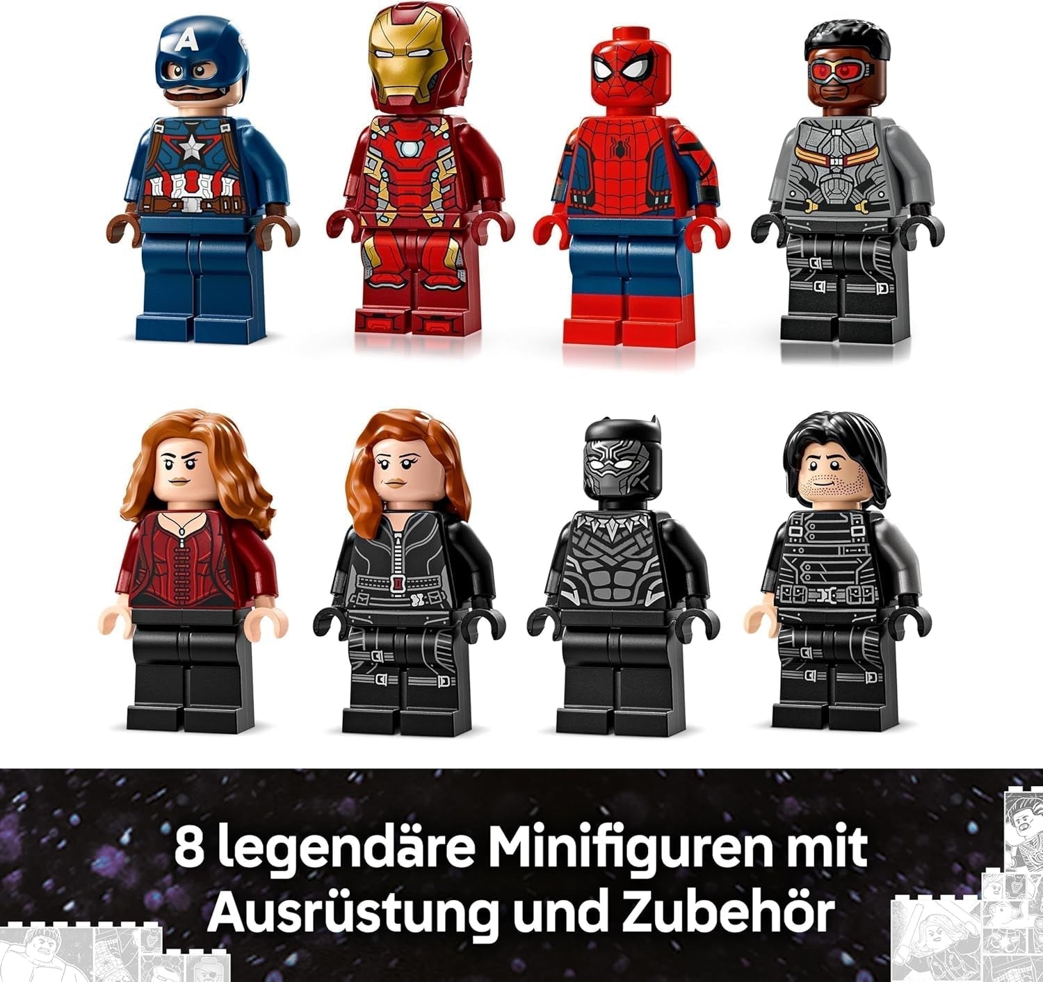 LEGO Marvel Captain America: Civil War Action Duel - Superhrdinská herní sada s 8 minifigurkami - Hračka na stavbu letadla a herní sadu - Dárek pro chlapce a dívky 76314 Stavebnice Besuche den LEGO-Store