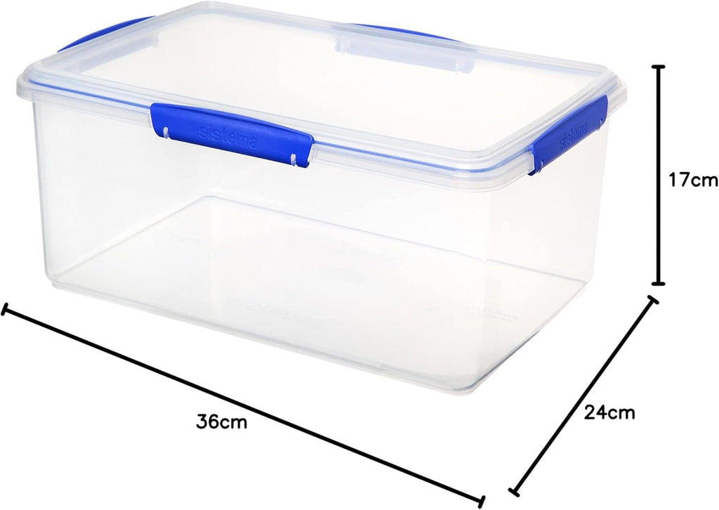 Borcan pentru depozitarea alimentelor Sistema KLIP IT | 9,67 l | borcan de depozitare stivuibil și etanș cu capac, potrivit pentru frigider/congelator | plastic fără BPA | clipsuri albastre | 1 bucată (pachet de 4) Cutii depozitare alimente Naty Shop