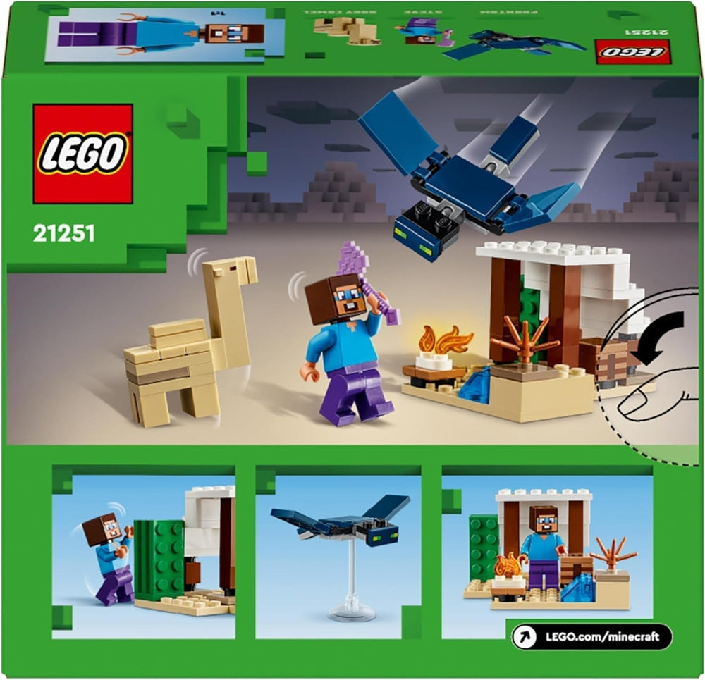 LEGO Minecraft Steve's Desert Expedition, sada videoher pro chlapce a dívky, biom se Stevem, domeček, figurky a hračka Camel, dárek pro hráče pro děti od 6 let 21251 Stavebnice Besuche den LEGO-Store