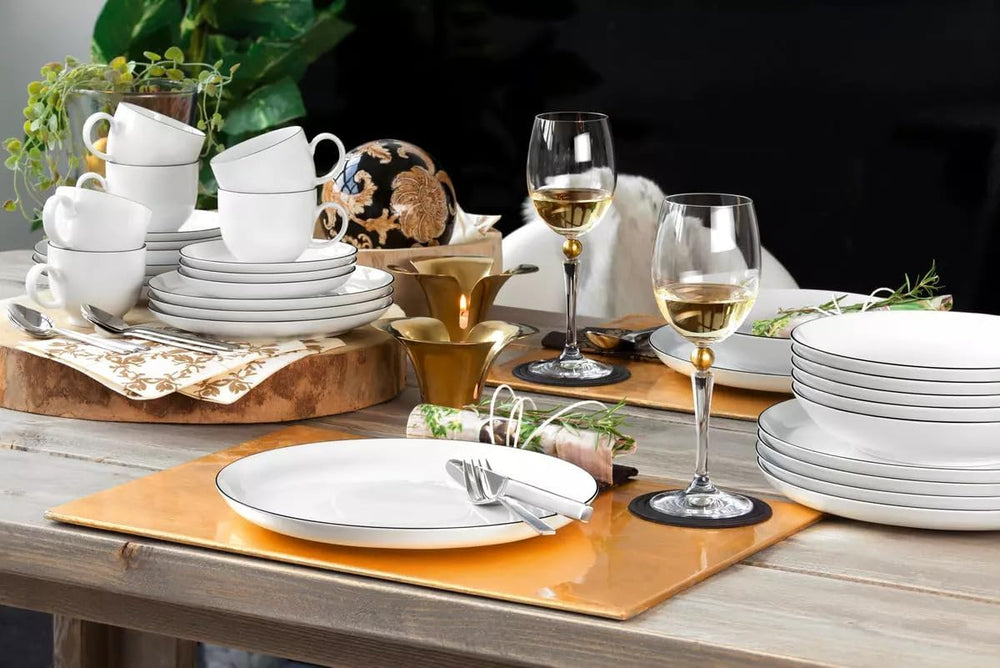 Seltmann Weiden - Lido Black Line - set de veselă 36 piese - porțelan (inclusiv 6 căni de cafea)