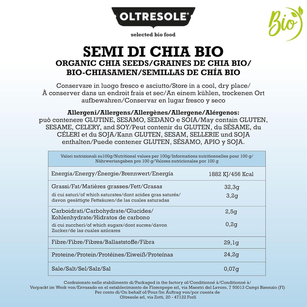 - Bio chia semínka 3 kg - Bio raw olejová semínka, zdroj bílkovin a vlákniny, přirozeně bez lepku, ideální do salátů nebo obohaceného pečiva, pohodlné balení