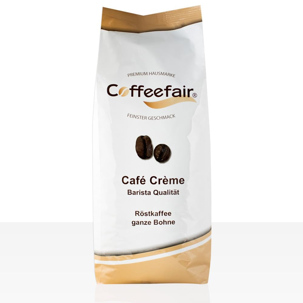 Coffeefair Cafe Creme Kaffeebohnen in Barista Qualität - 1kg für Kaffeevollautomaten, Mischbohne für Kaffee oder Espresso verwendbar, schonende Trommelröstung