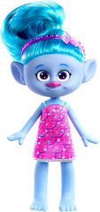 Mattel DREAMWORKS TROLS Gemeinsam Stark – Haarige Überraschungen Žinylková loutka s leuchtend blauem Haar zum Stylen, lila Stirnband, für Kinder ab 3 Jahren, HNF15