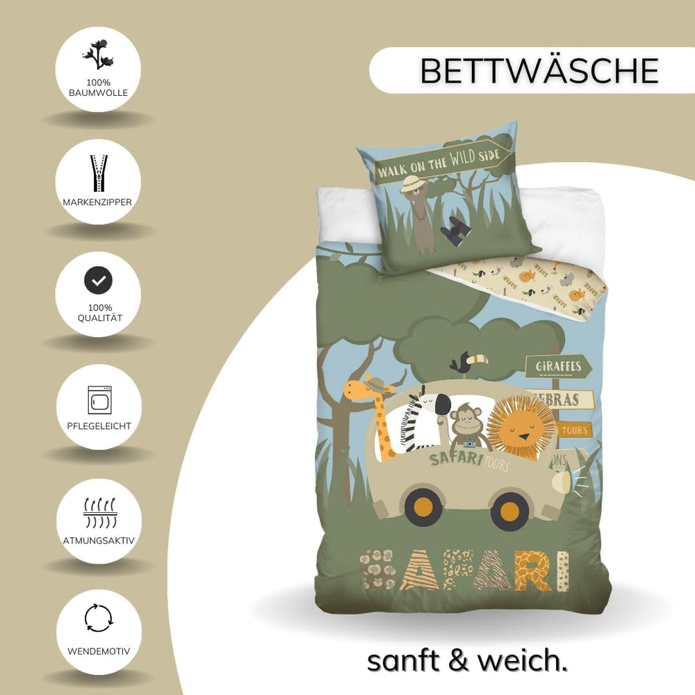 Sada dětského povlečení, zvířátka, 100% bavlna se zipem Povlečení - dětské Naty Shop