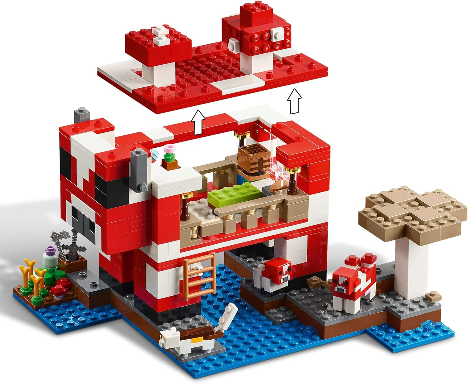 LEGO Minecraft The Mushroom Cow House Videohra Stavební hračka Model Mushroom Land s minifigurkami Steve a další postavy Hrací sada pro chlapce a dívky 8 let 21270 Stavebnice Beuche den LEGO-Store
