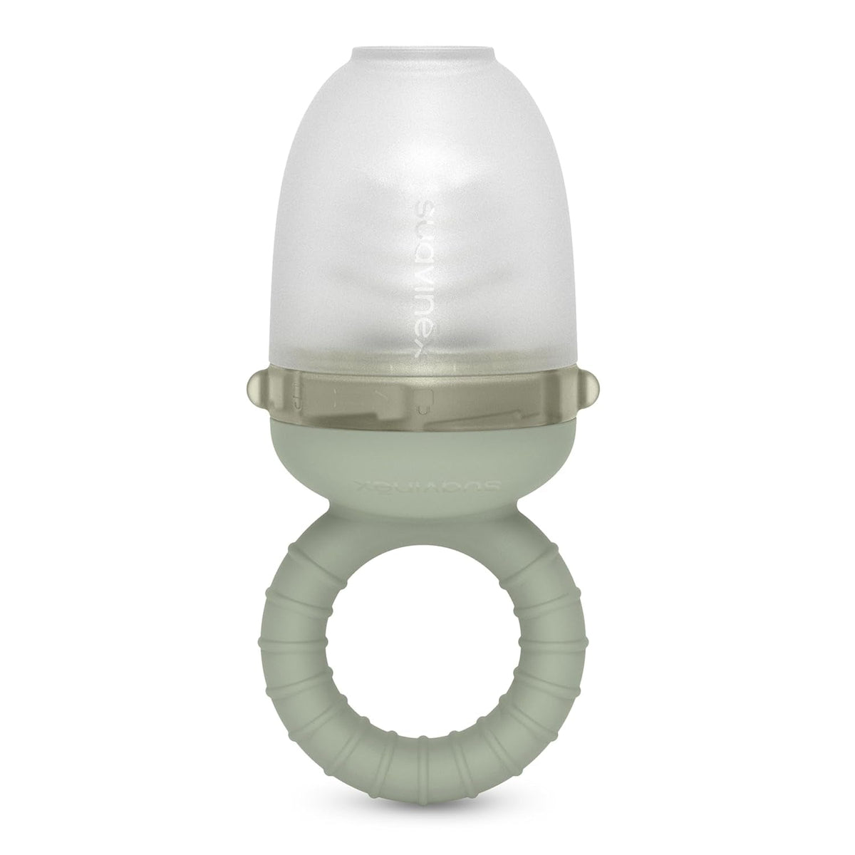 Ronțăitorul Suavinex pentru bebeluși, protecție anti-sufocare, calitate alimentară, silicon, cu capac, ușor de curățat, potrivit pentru mașina de spălat vase și congelator, calmează gingiile, de la 6 luni, verde