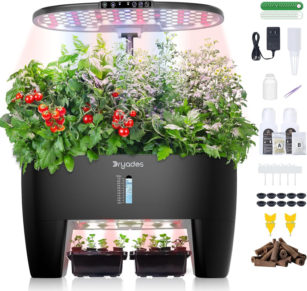 Hydroponic Grow System: 8 kapslí, 24W Full Spectrum LED Lamp s upozorněním na nízkou hladinu vody | Vnitřní zahrada pro kuchyň, obývací pokoj, školu | Tip na dárek pro amatérské zahradníky