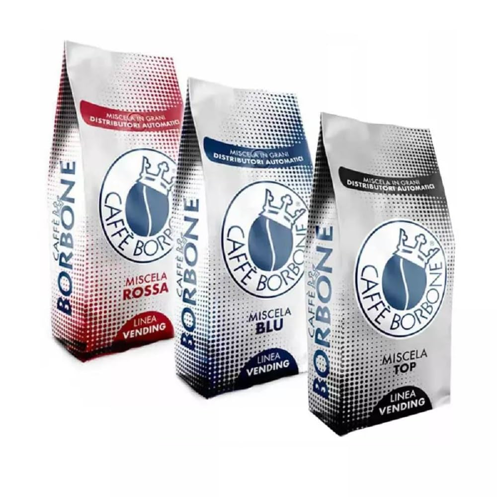 Boabe de cafea Tris Caffè Borbone amestec roșu, albastru și top 1 kg x 3