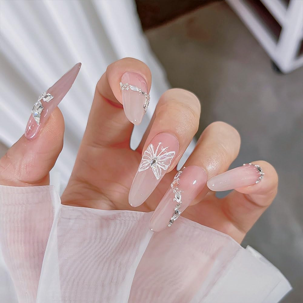 Aurora Muschel Schmetterling Nagelsticker Weiß Schmetterlinge Nail Sticker Gelee Relief Butterfly Nagelaufkleber Y2K Butterflies Nagel Sticker Nägel Nageldesign Nagel Zubehör Nail Art Stickers Nailart