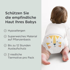Plenky Kit & Kin Premium, velikost 4 (9–14 kg), počet 128, rostlinné a hypoalergenní, spolehlivá ochrana proti úniku, veganské a bez krutosti