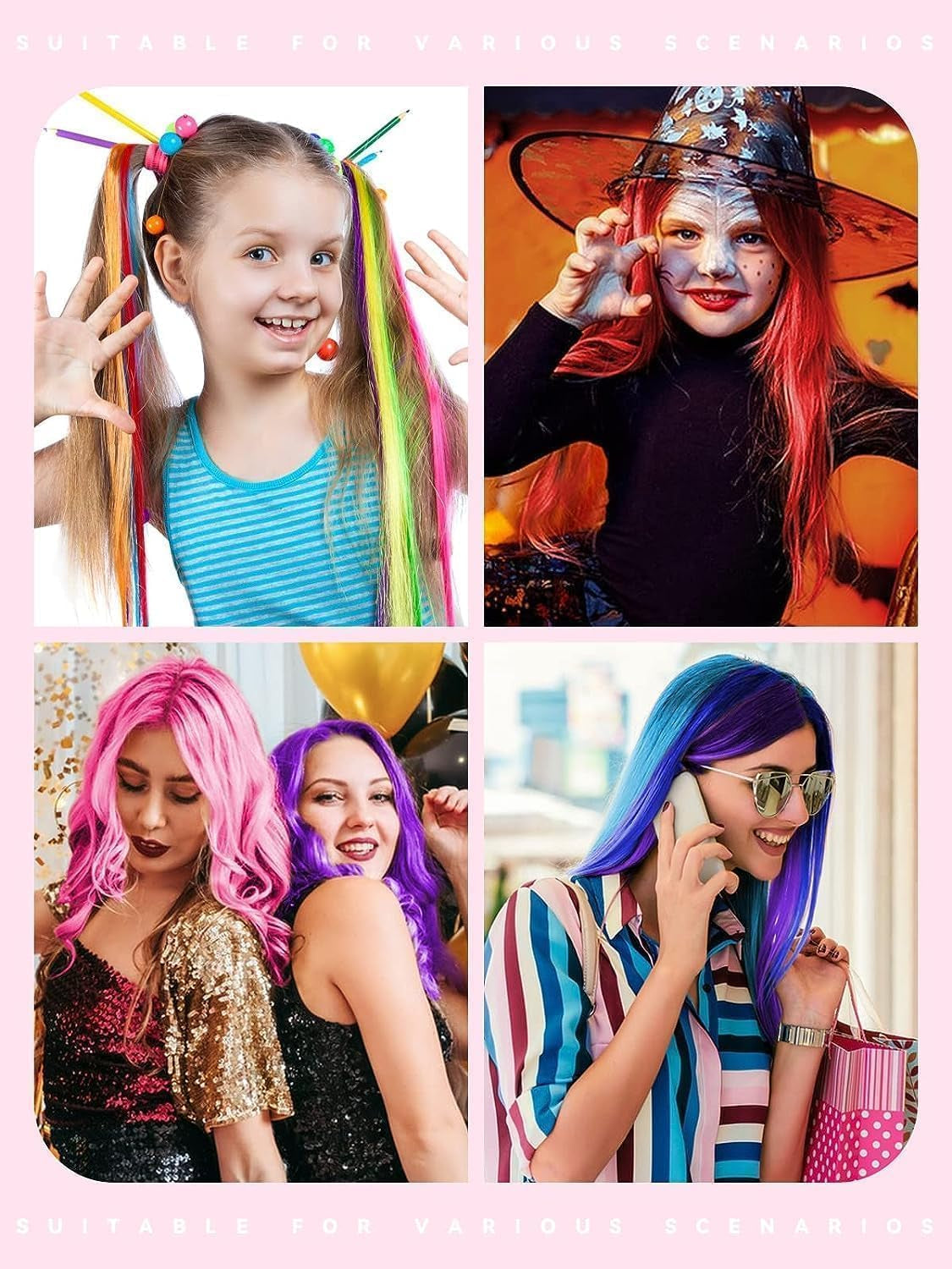 Kalolary 10PCS Pieptene cu cretă pentru păr, vopsea temporară pentru păr Pieptene cu cretă pentru păr lavabil Culoare non-toxică pentru fete DIY Cosplay Carnaval Crăciun Valentine's Day Petreceri aniversare Vopsea pentru par Naty Shop