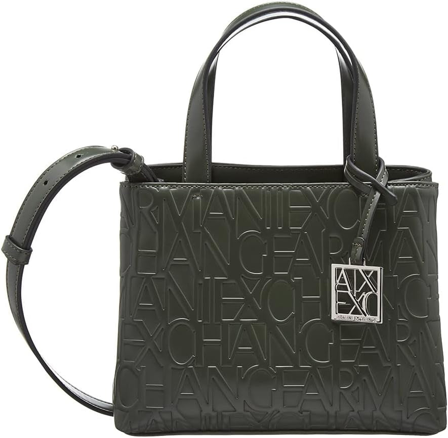 Armani Exchange Ladies Liz Small Open Shopping Genti Femei Naty Shop Verde militar