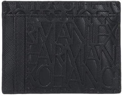 Armani Exchange Men's Essential Ivan SLG, Logo All Over Elegant & Functional Credit Card Holder, Nero Portofel Barbati Naty Shop