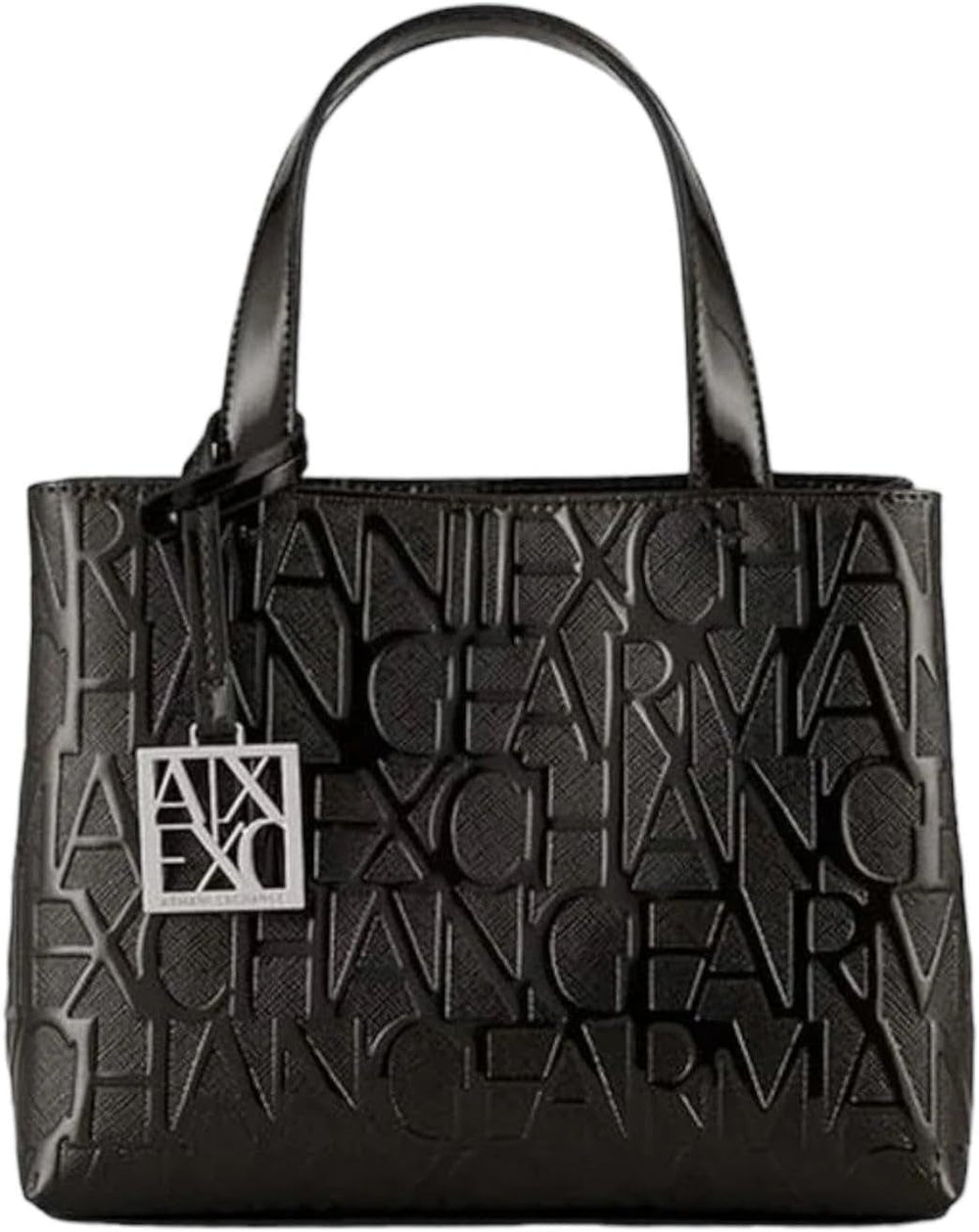 Armani Exchange Womens Liz Small Open Shopping Genti Femei Naty Shop Negru brevetat S