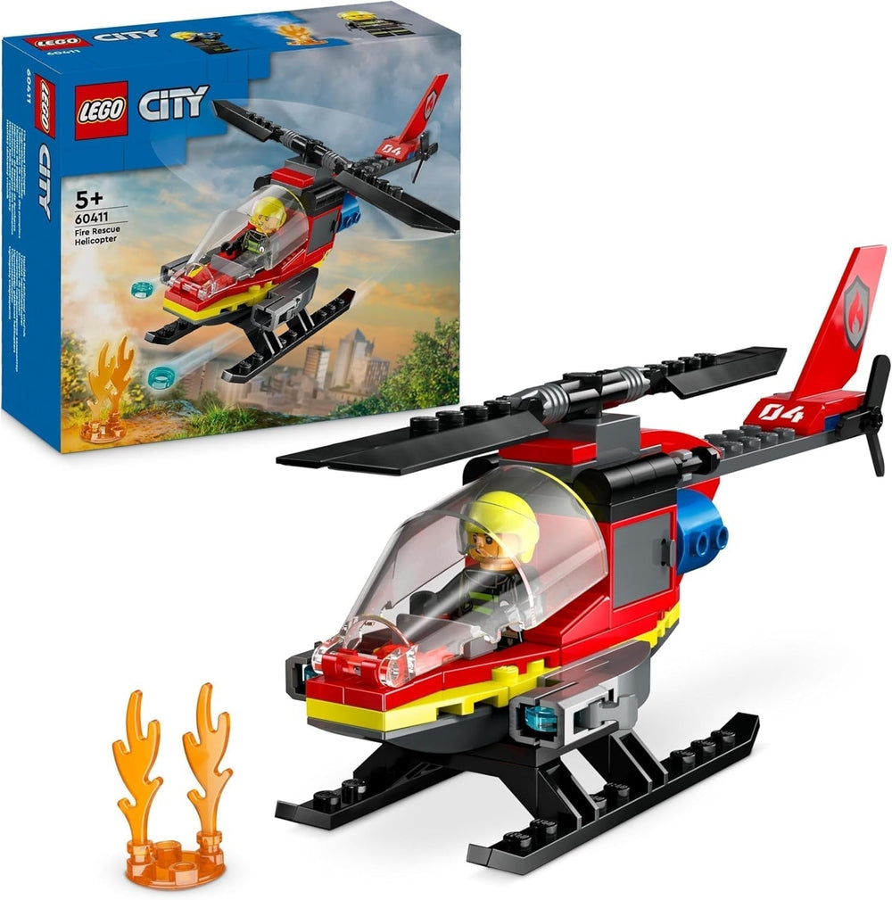 LEGO City hasičský vrtulník, sada helikoptér a figurka pilota, hasičský vrtulník pro nápaditý herní zážitek, dárek pro děti, chlapce a dívky od 5 let 60411 Stavebnice Besuche den LEGO-Store Singur