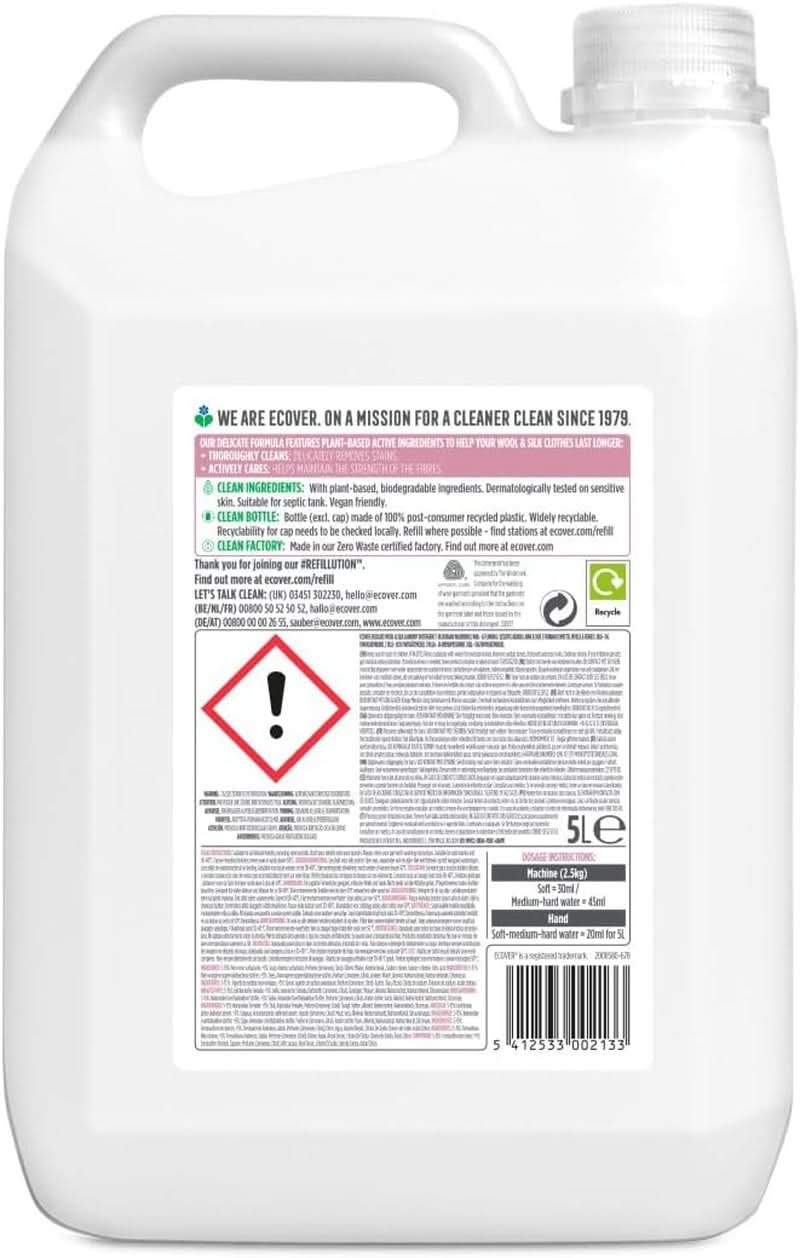 Detergent Ecover Delicates Wool & Delicates (5 litri, 111 spalari), cu ingrediente vegetale, pentru textile delicate Naty Shop