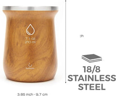 Set de ceai Yerba Mate balibetov (ceașcă Mate) din oțel inoxidabil cu bombilla (pai) pentru mate, Set Yerba Mate ușor de curățat și foarte durabil (LEMN)