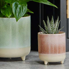 Ghiveci, ceramică, roz mat, reactiv, Î 8,5 cm x A 8 cm