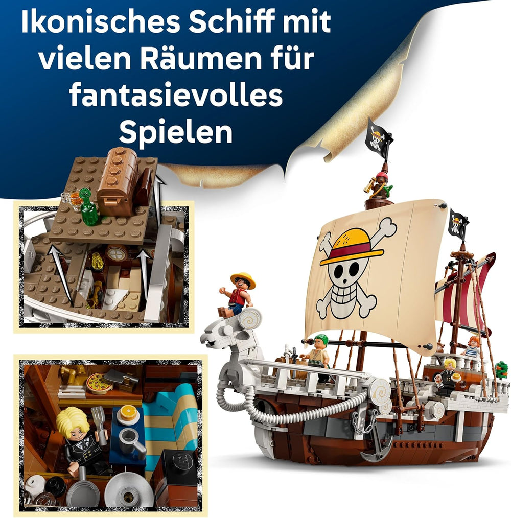LEGO ONE PIECE - Das Piratenschiff Flying Lamb (Going Merry) - Hra s 5 minifigurkami - vč. Luffy, Zoro & Nami - Spielzeug zum Bauen - Geschenk für Jungen, Mädchen & Fans ab 10 Jahren - 75639