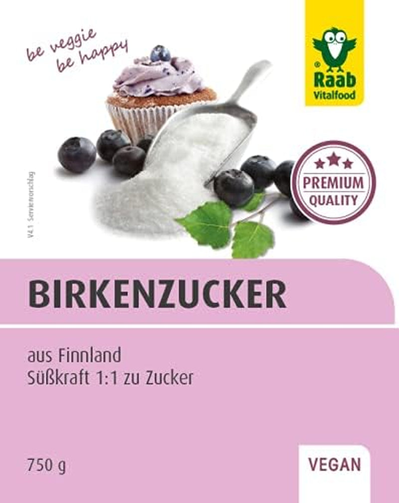 Raab Vitalfood Premium Birkenzucker, Xylit, Vegan, 1:1 Zucker-Alternative, Süßungsmittel, Zahnfreundlich, Vorratspack, 750 G sladidla Naty Shop