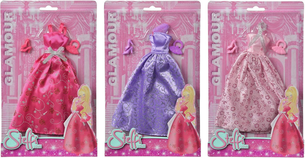Simba 105723369 - Steffi Love Glamour / Set de îmbrăcăminte pentru păpuși / 3 articole asortate / Doar un articol este inclus / Rochie de bal pentru toate păpușile de 29 cm / Păpușa nu este inclusă