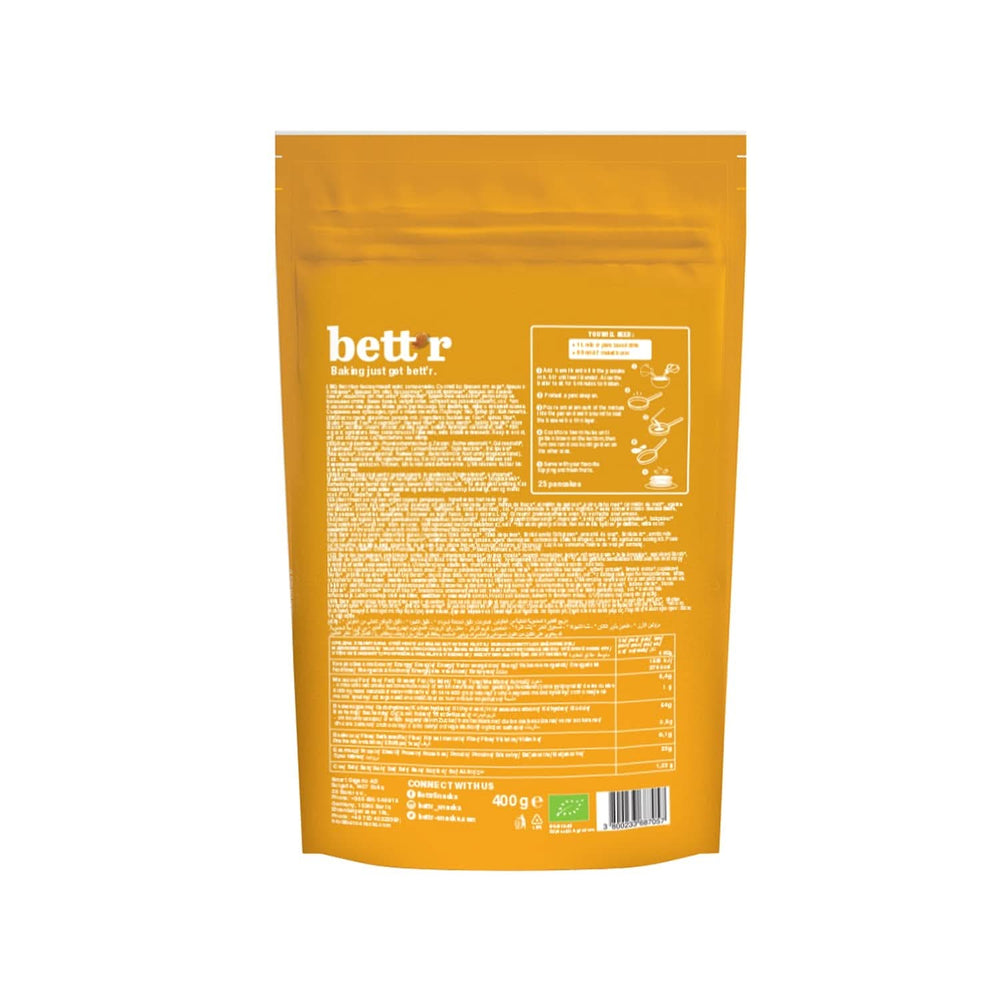 Bett'R Pancake Mix, organická, veganská a bezlepková směs na pečení, 6 x 400 gramů Kitchen Naty Shop