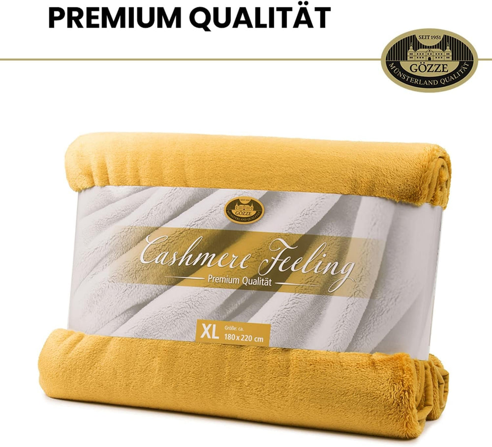 Gözze - Pohodlná deka Premium kašmírový pocit, 500 G/M², 180 X 220 Cm - hořčice Postele a přikrývky Besuche den Gözze-Store