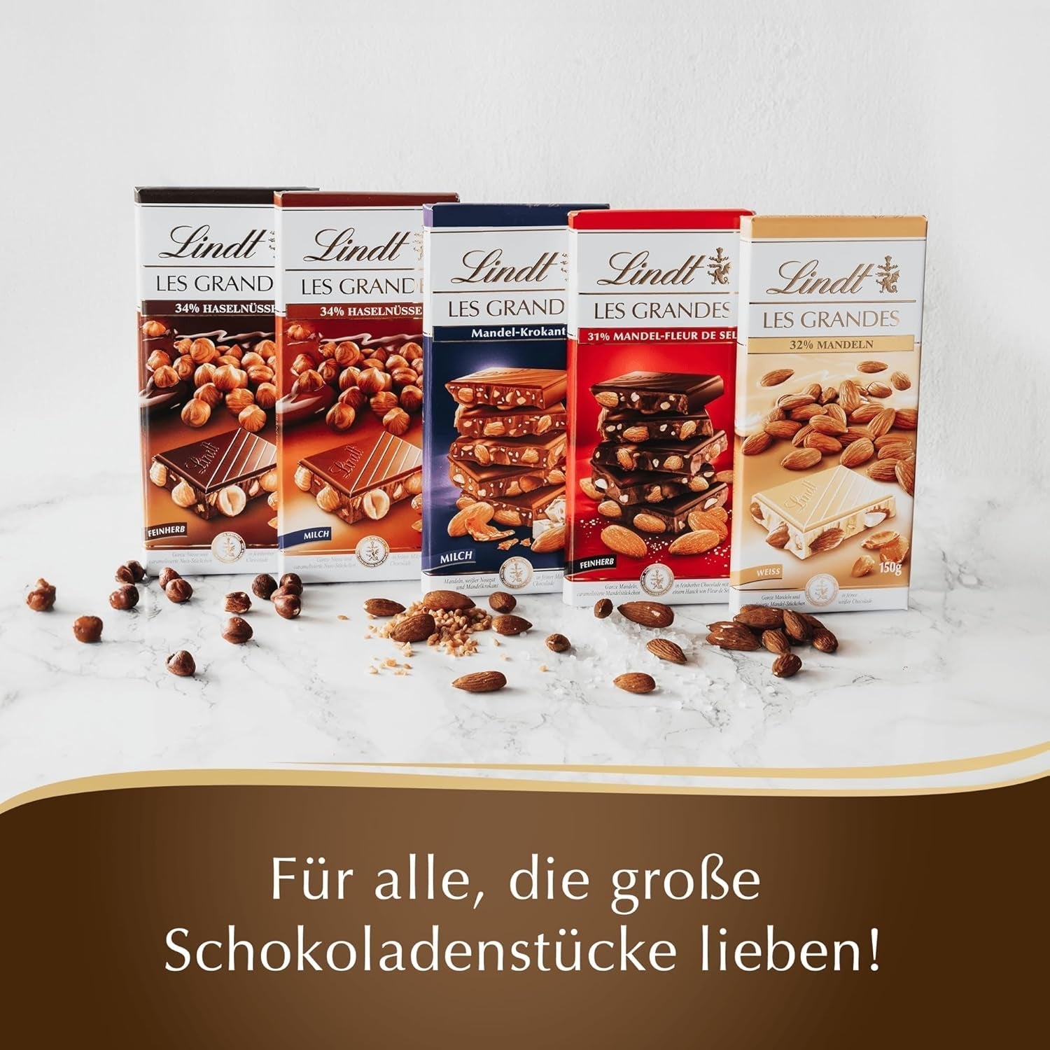 Lindt Chocolate Les Grandes Almond, 150 gramů čokoládových bonbónů Naty Shop