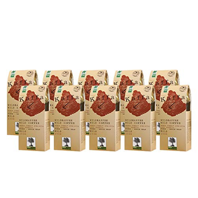 Kaffa Wild-Kaffee mild ganze Bohne 250g bio vegan fair Arabica Mild, 10er Pack