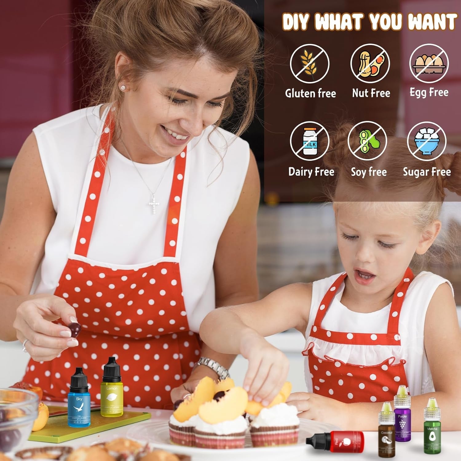 Colorant alimentar - 20 de culori x 10 ml coloranți alimentari lichizi pentru prăjituri, copt, fursecuri, macaroane - Colorant alimentar concentrat fără zahăr pentru decorarea torturilor, băuturi, ouă de Paște, slime DIY