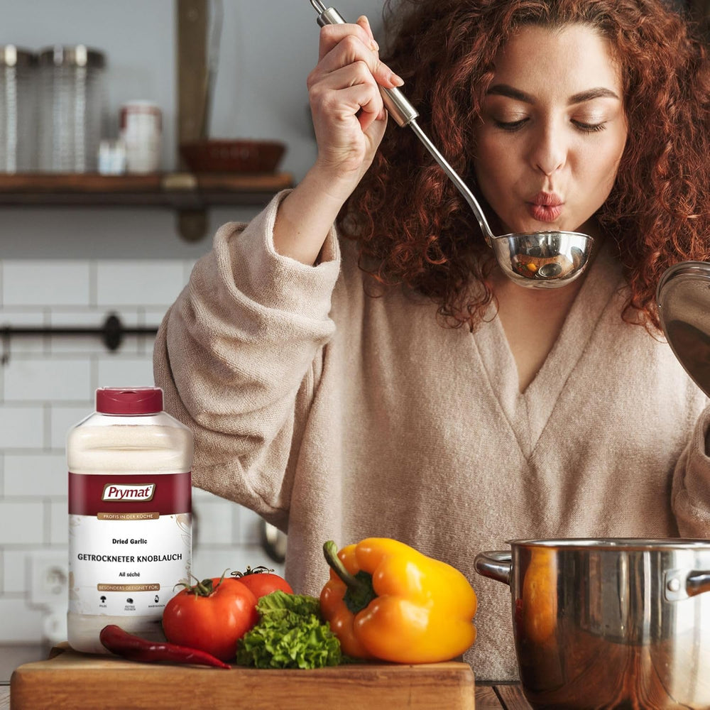 Prymat Getrockneter Knoblauch granuliert 1,05 kg – Aromatisches Knoblauchgranulat zum Würzen von Fleisch, Fisch, Gemüse, Saucen, Dips & Marinaden – intensiv im Gesmack – ohne Zusätze