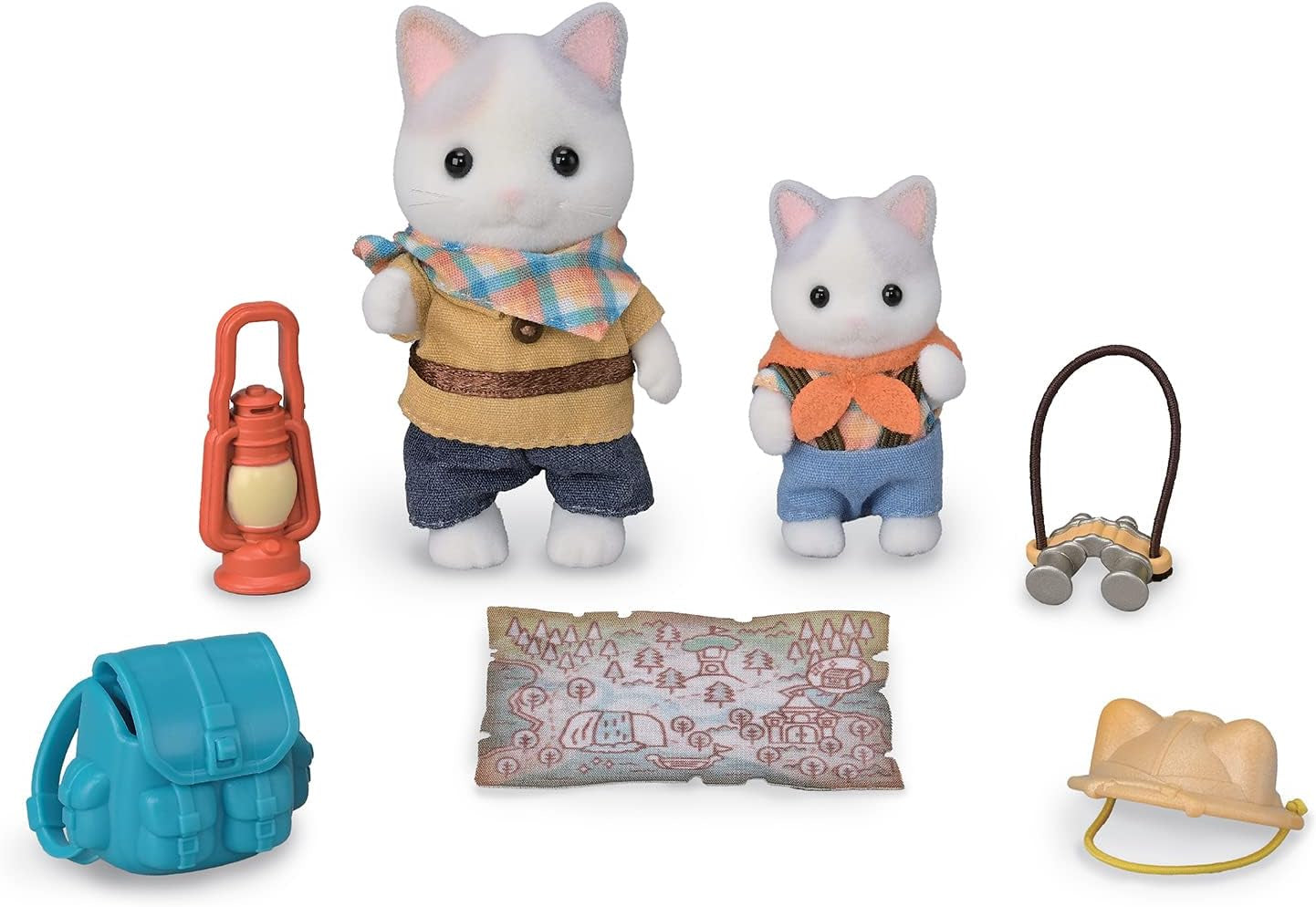 Sylvanian Families - 5763 Set explorator de aventură cu două figuri, pisici de lapte, tată și băiat, figură de animale, jucărie detaliată pentru copii de la 3 ani Papusi Naty Shop