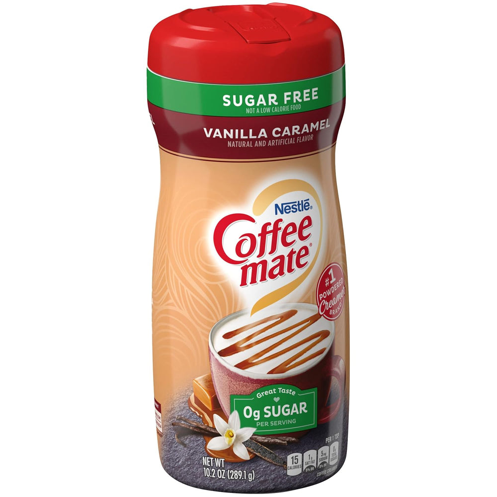 Coffee-Mate Vanilkový karamel, Prášková smetana do kávy bez cukru, Kaffeesahne Pulver - Vanille Karamell - OHNE ZUCKER! z USA