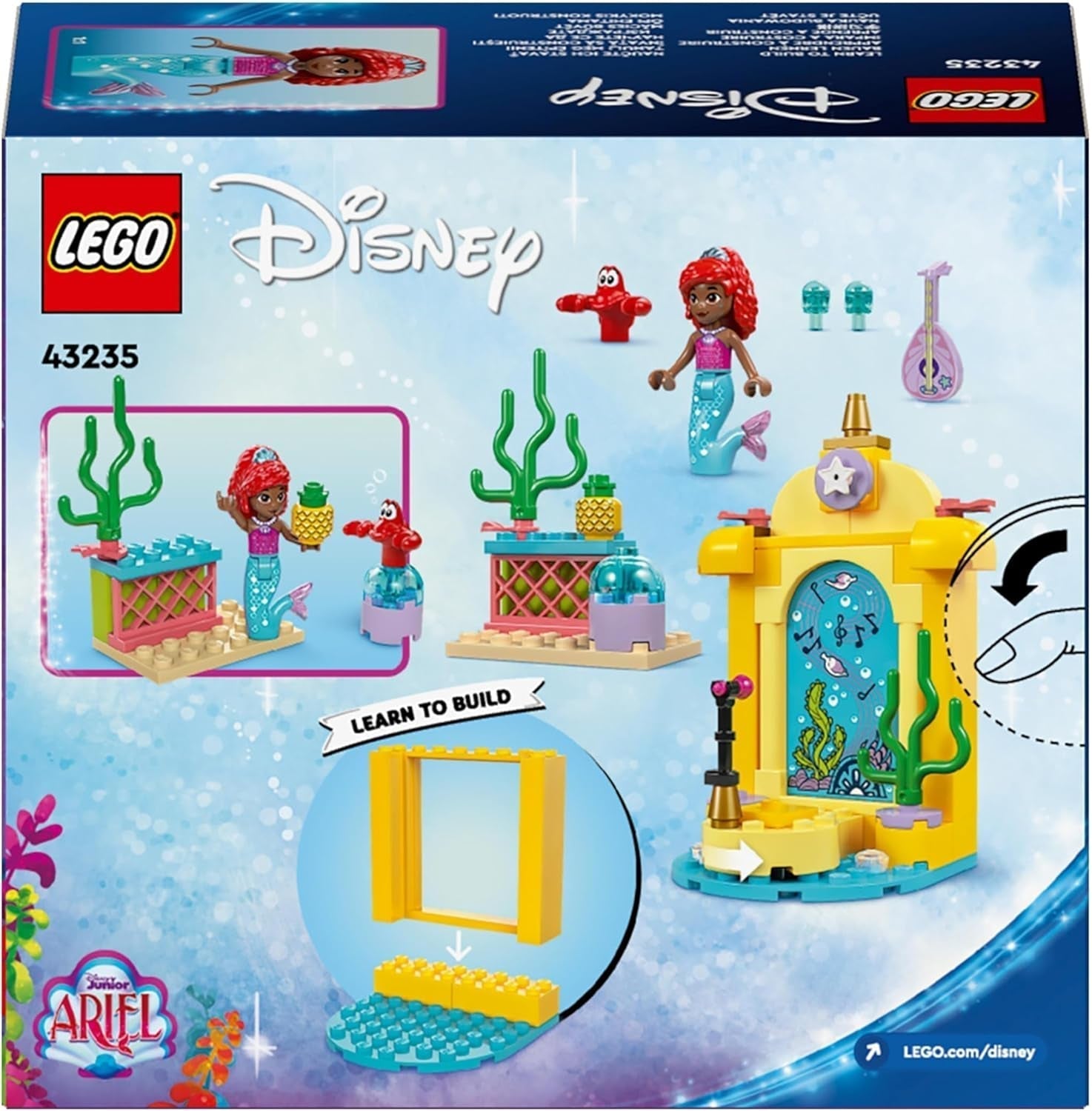 LEGO Ç€ Disney Princezna Arielle je hudební hračka na stavění jeviště pro děti se 2 figurkami, nápad na dárek pro dívky a chlapce od 4 let a fanoušky televizních seriálů, dětská hračka 43235 Stavebnice Beuche den LEGO-Store