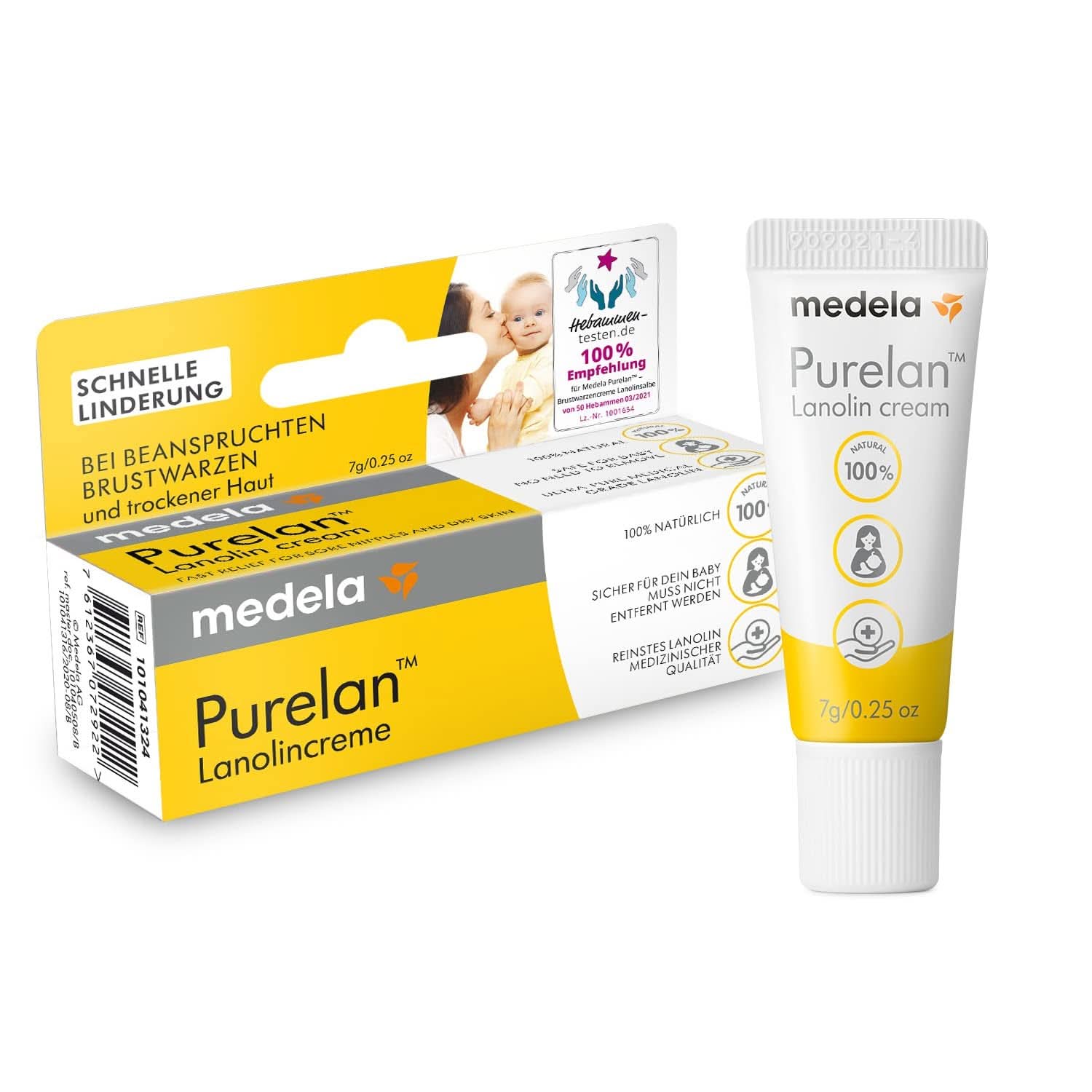 Medela Purelan 37 G Lanolincreme – Schnelle Hilfe Bei Beanspruchten Brustwarzen Und Trockener Haut – 100 % Natürlich, Hypoallergen, Dermatologisch Getestet Und Frei Von Duftstoffen Accesorii Hrana si Alaptare Bebe Naty Shop Brustwarzencreme 7G