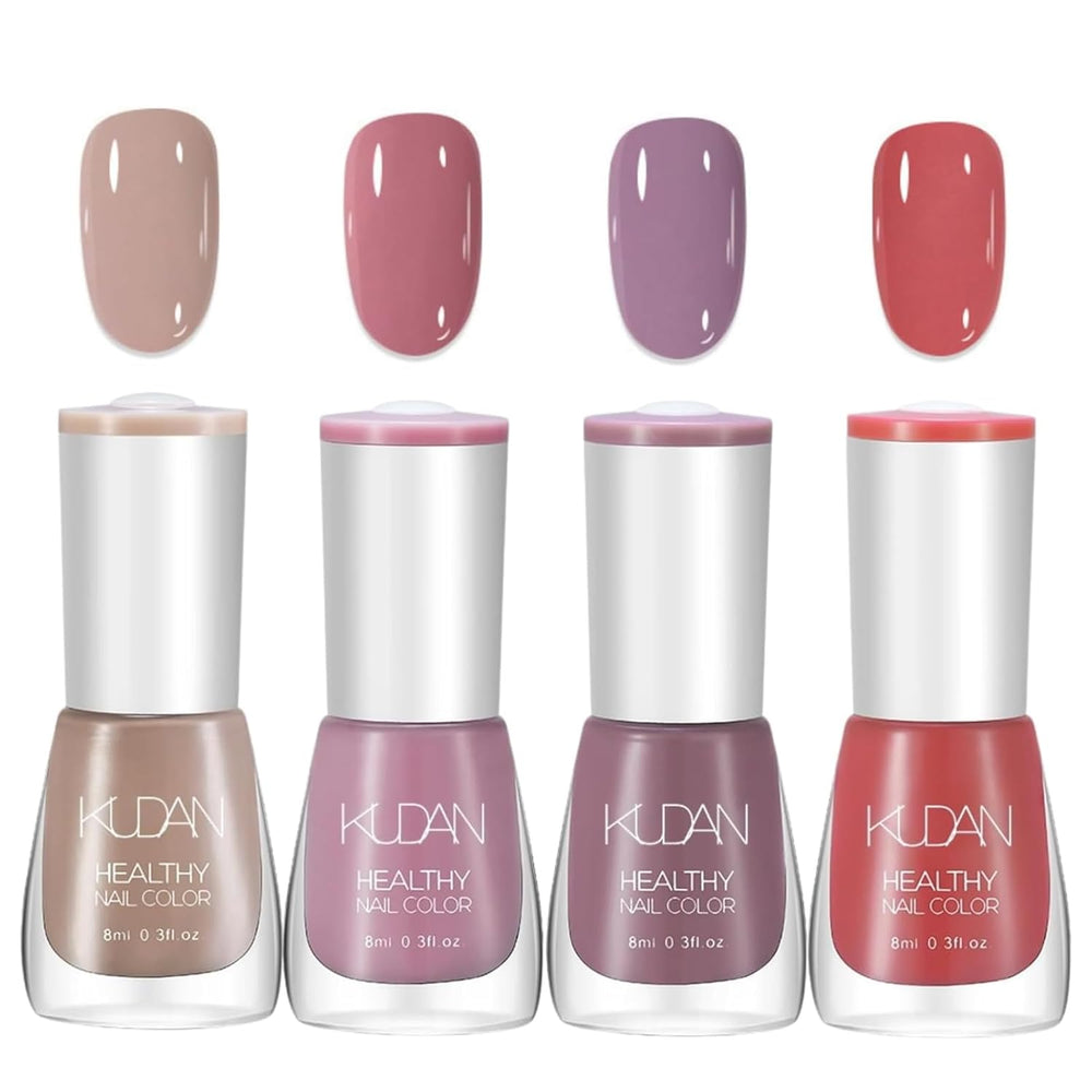 4dílná sada laků na nehty – rychleschnoucí, dlouhotrvající lak na vodní bázi – lak na nehty s vlastním designem nehtů (4dílná sada Nude Normal Style)