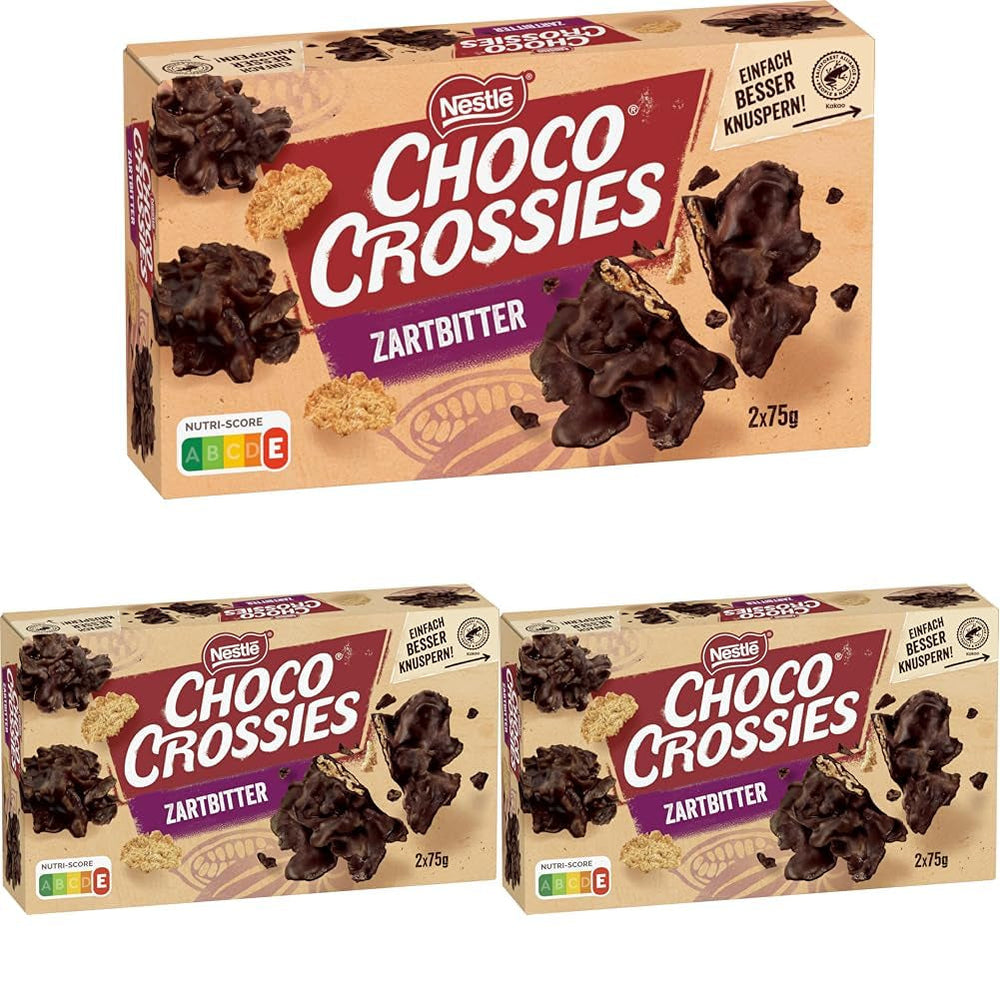 Nestlé Ciocolată Neagră, Fulgi Crocanți în Ciocolată Neagră, Pachet de 3 (1 x 2 x 75g)