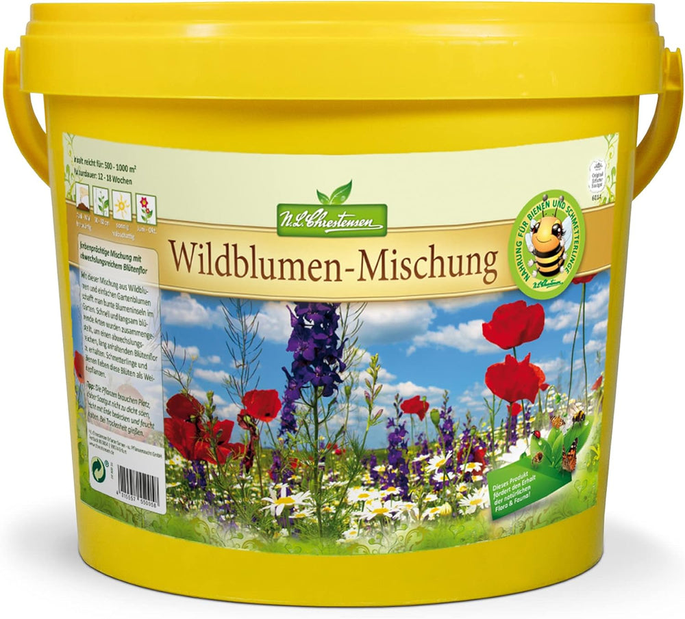 Wild Flower Mix NL Chrestensen | 5L vědro pro 500-1000 m² | Vytrvalá semena květin | Louka s divokými květy pro včely a motýly | Na zahradu, louku