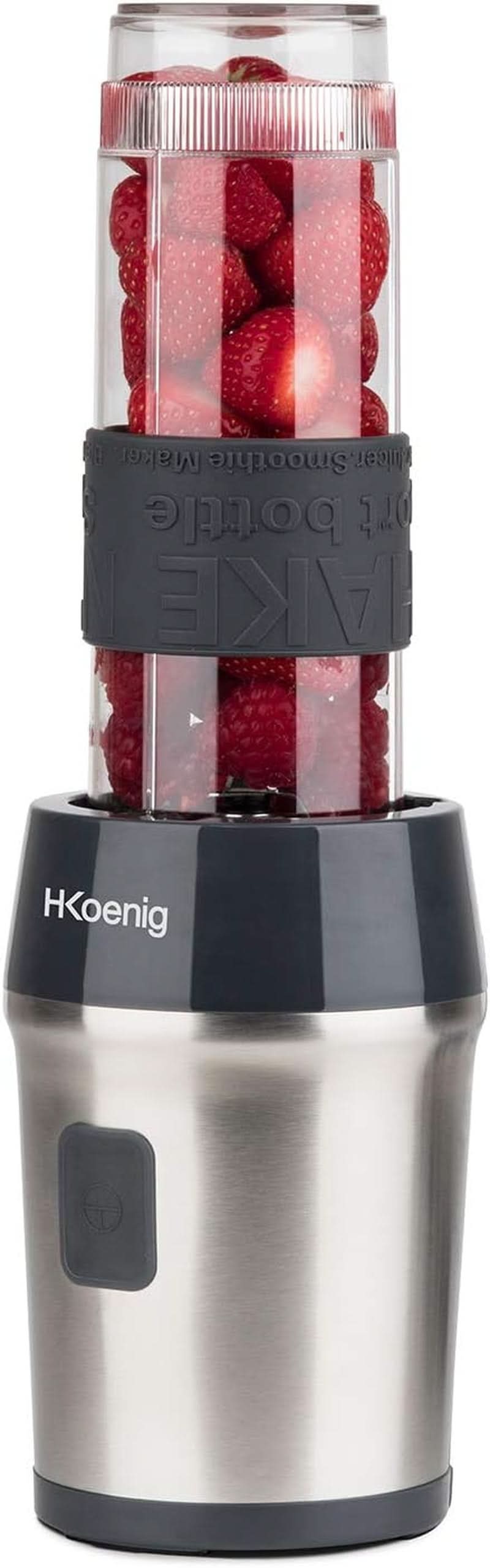 H.Koenig Smoothie Maker SMOO9 - Mini stojanový mixér - Mini mixér - 300 Watt - 570 ml - Edelstahl - 2 Kunststoffflaschen - Bpa-Frei, Grau Kitchen Naty Shop