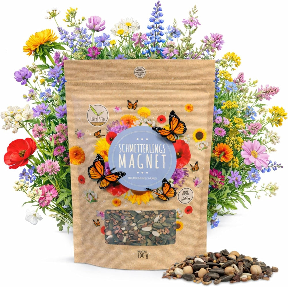 200G Schmetterlingswiese Samen Für Eine Bunte Blumenwiese - Farbenfrohe & Nektarreiche Wildblumensamen Mischung Für Schmetterlinge