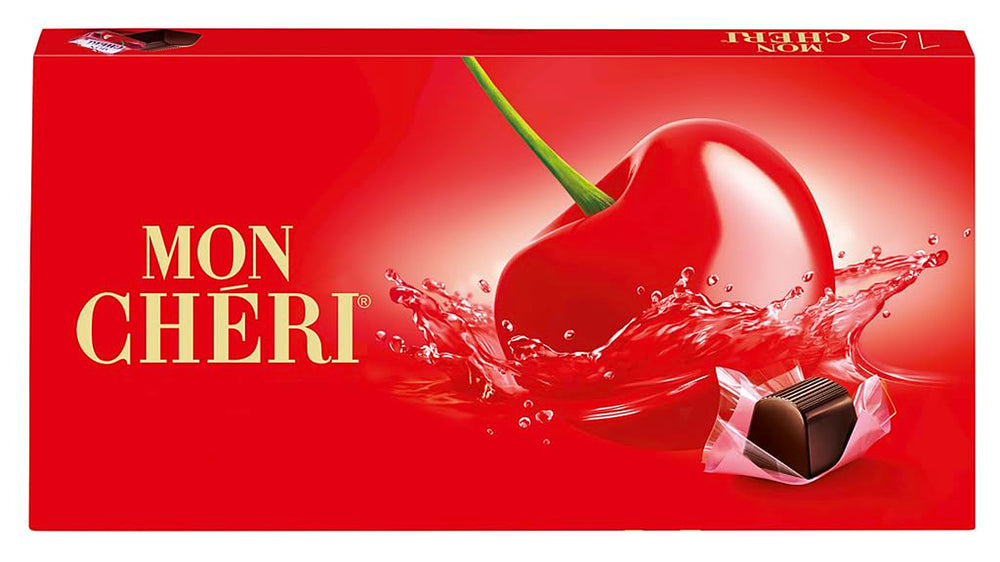 Ferrero Mon Chéri - křupavá čokoláda, ovocný likér a aromatická třešeň - valentýnský čokoládový dárek pro něj a pro ni - 1 balení 15 jednotlivých čokolád